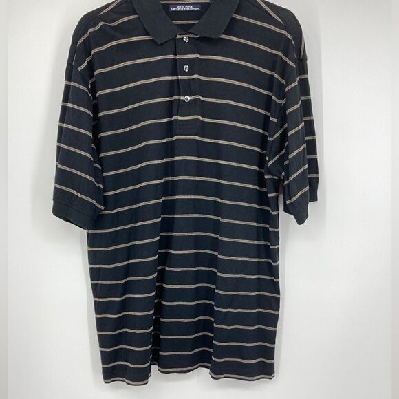 Mercerised Pima Cotton Stripe Polo Shirt Size L - Picture 1 of 7